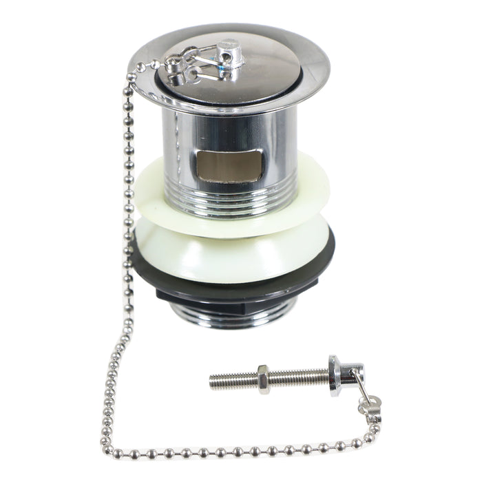 Chrome Slotted Sink Basin Bathroom Kitchen Waste Chain Stay Plug (1 1/4")
