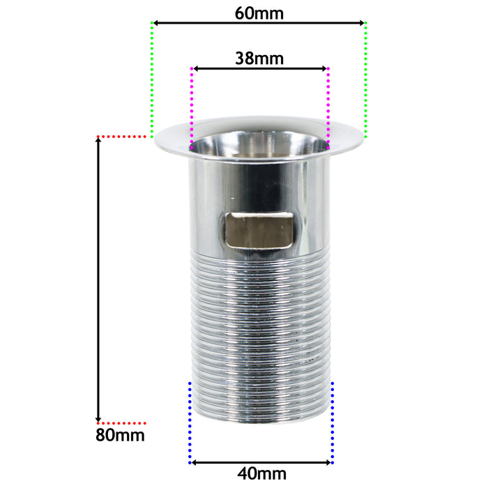 Chrome Slotted Sink Basin Bathroom Kitchen Waste Chain Stay Plug (1 1/4")