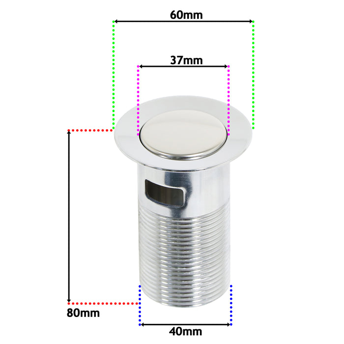 Chrome Slotted Sink Basin Bathroom Kitchen Waste Flip Plug (1 1/4")