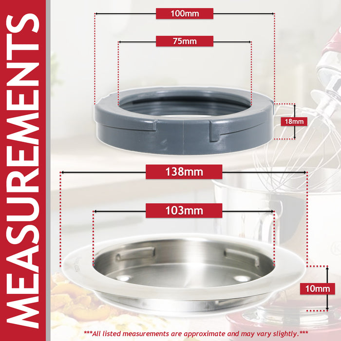 Kenwood KMIX Bowl Socket + Ring Nut Set KMX75 KMX750 KMX754 KMX760 KMX761 KMX770 4 Lug (AS00003115)
