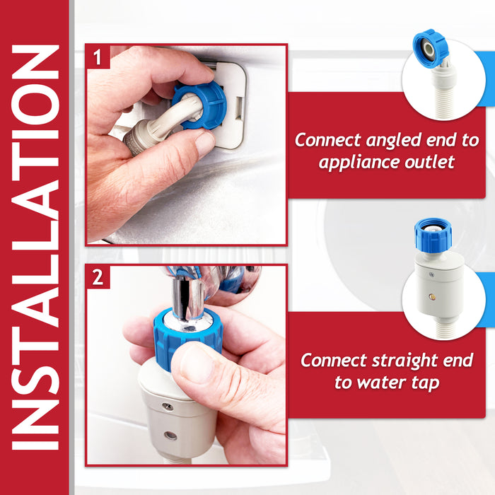 Safety Inlet Hose Washing Machine Dishwasher Water Fill Leak Protection Stop Valve Pipe (1.5m Length, 3/4" Connections)
