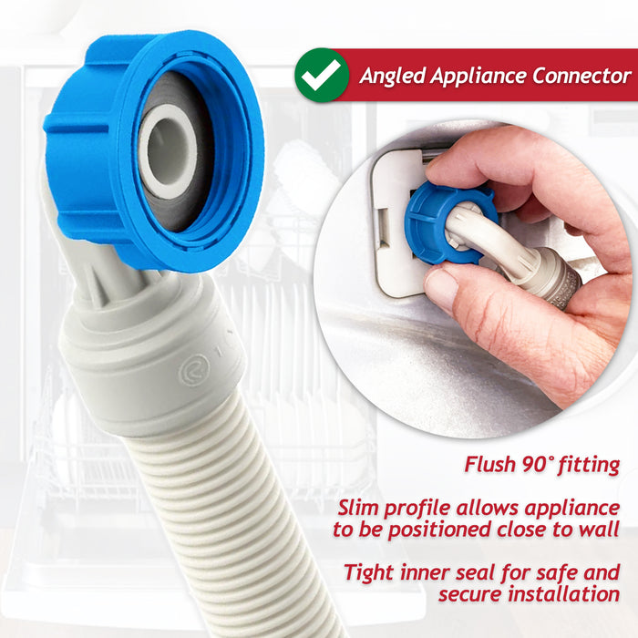 Safety Inlet Hose Washing Machine Dishwasher Water Fill Leak Protection Stop Valve Pipe (1.5m Length, 3/4" Connections)