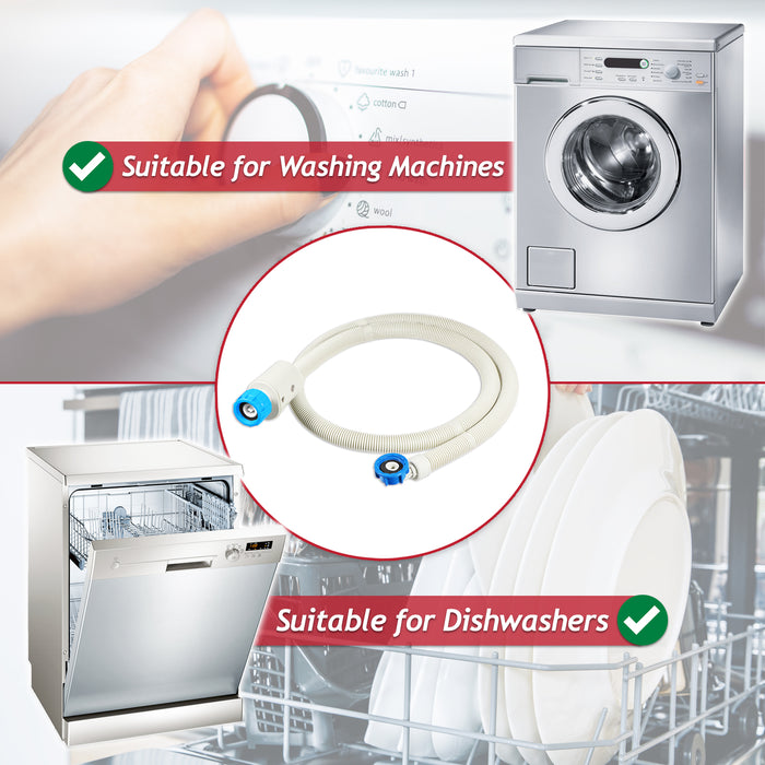 Safety Inlet Hose Washing Machine Dishwasher Water Fill Leak Protection Stop Valve Pipe (1.5m Length, 3/4" Connections)