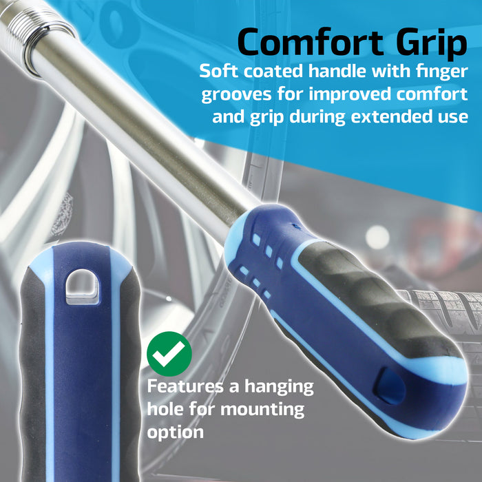 Extendable Wheel Nut Wrench 1/2" Drive Brace Breaker Bar Kit (with 17mm / 19mm and 21mm / 23mm Reversible Sockets)