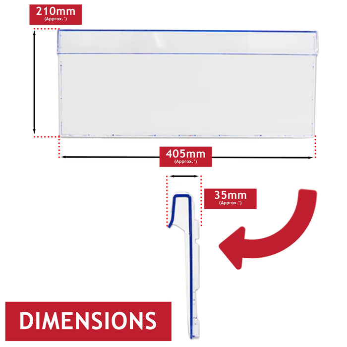 Beko Freezer Drawer Front Basket Handle Cover Lower 4638280600 C00915904 405 x 210 mm