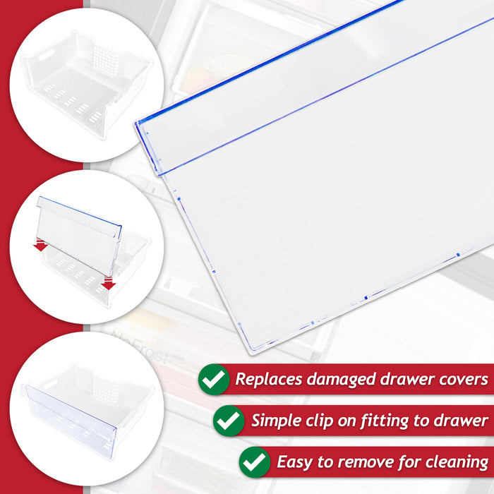 Beko Freezer Drawer Cover Top or Middle Shelf Front Panel Replacement (4638960600 / 4638960672)