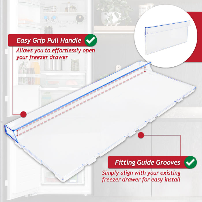 Beko Freezer Drawer Cover Top or Middle Shelf Front Panel Replacement (4638960600 / 4638960672)