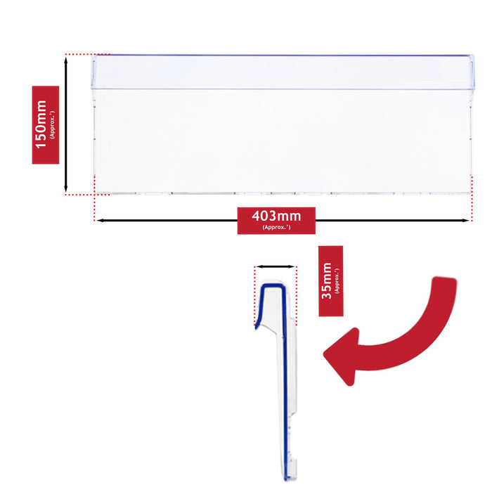 Beko Freezer Drawer Front Basket Cover Handle 4640640200 BCSD150 BCFD150 403 x 150 mm Top Middle