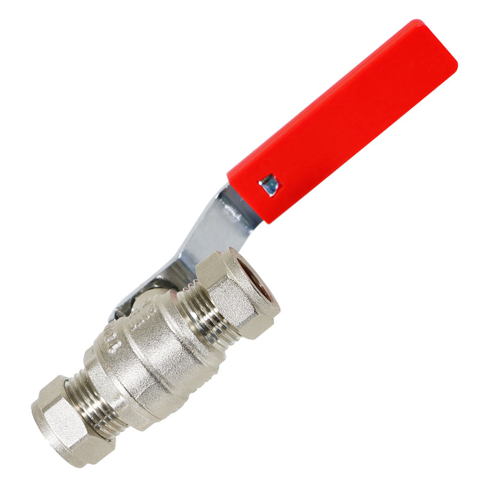 Full Bore Lever Ball Valve Isolating Stop Tap Kit with Blue (Cold) and Red (Hot) Handle Sleeves (15mm)