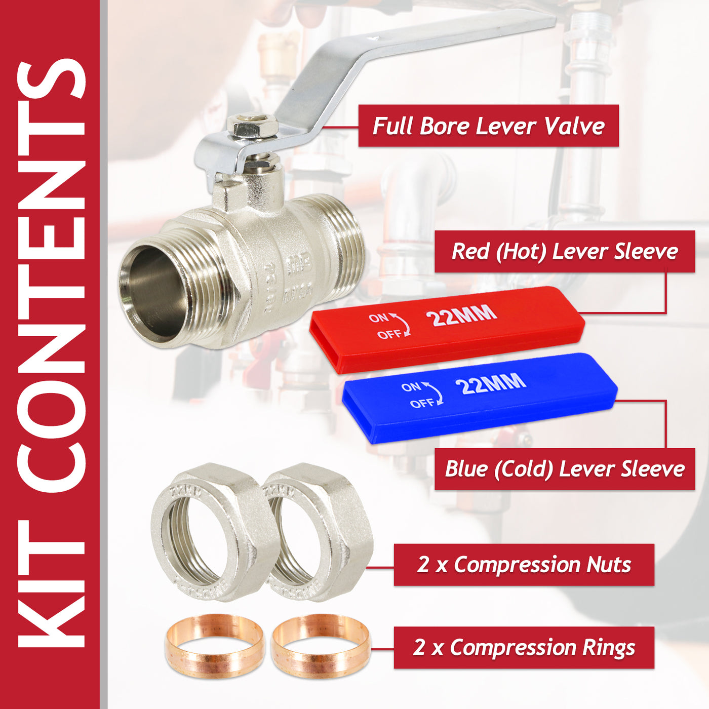 home full bore lever ball valve isolating stop tap kit with blue cold ...