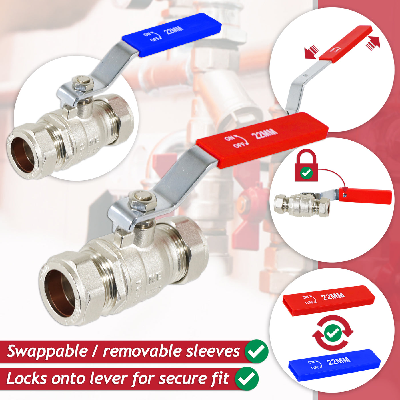home full bore lever ball valve isolating stop tap kit with blue cold ...
