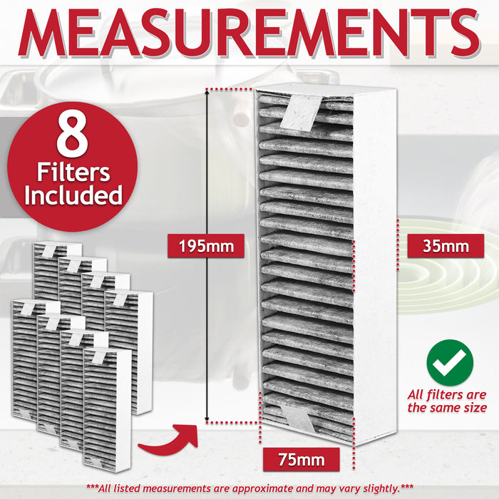 Activated Carbon Filter for Bosch HEZ PIE PVQ PXX Cooker Hood (Pack of 8 Filters)