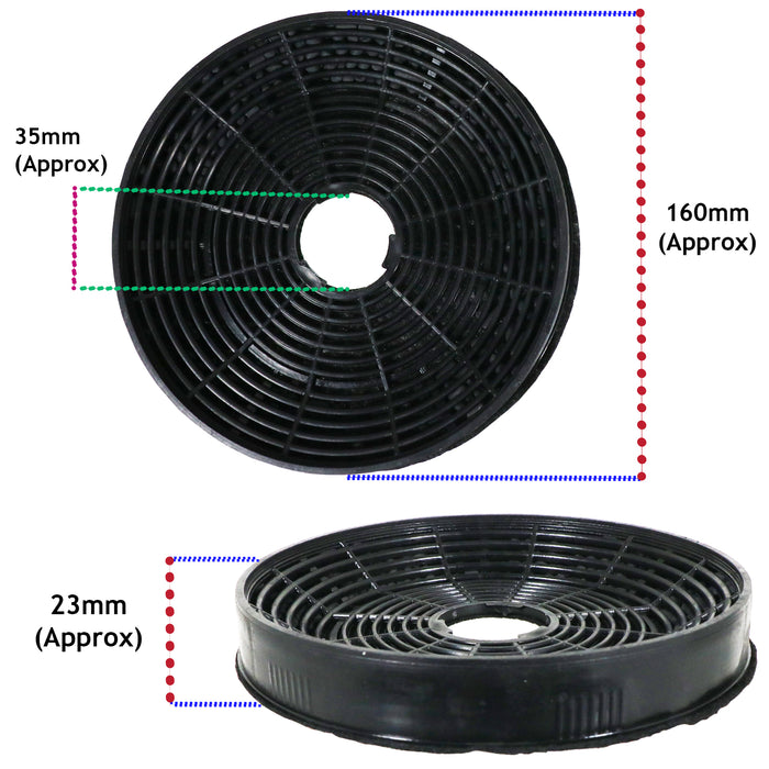 Carbon Charcoal Vent Filter for Silverline Cooker Extractor Hood (Pack of 2 Filters)