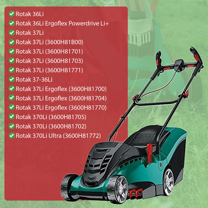 Metal Blade for Bosch Rotak 36 36Li 37 37Li 370 370Li Lawnmower 37cm 370mm + Sharpener Attachment