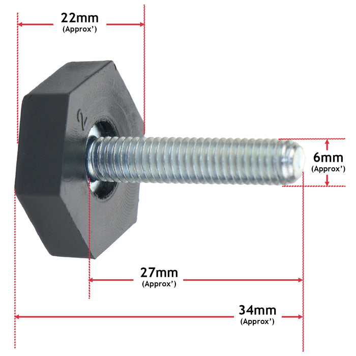 Adjustable Screw in Foot Leg For Bosch Fits Neff Fits Siemens Fridge Freezer M6 6mm