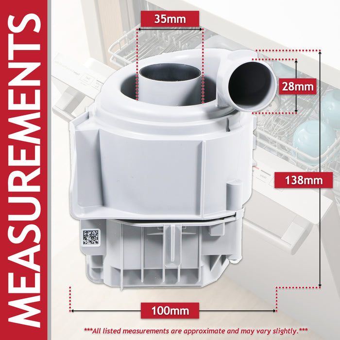Bosch Neff Siemens Dishwasher Heat Pump Main Circulation Motor Flow Assembly Kit (12019637)
