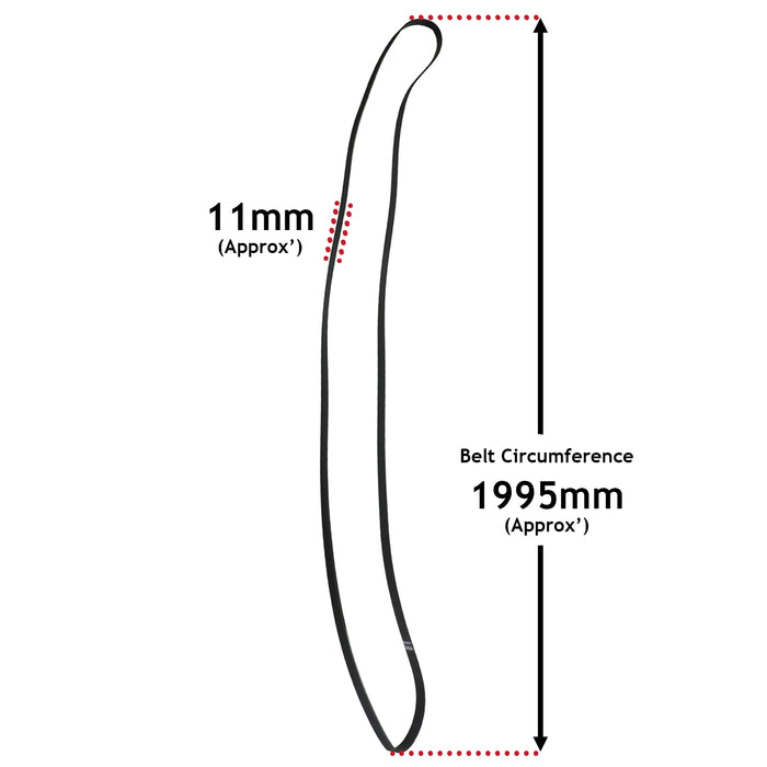 Poly-V Drive Belt For Siemens WT4 WT Tumble Dryers 1995H7 1995mm 7 Ribs