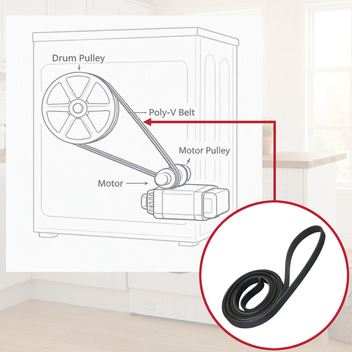 Poly-V Drive Belt For Siemens WT4 WT Tumble Dryers 1995H7 1995mm 7 Ribs