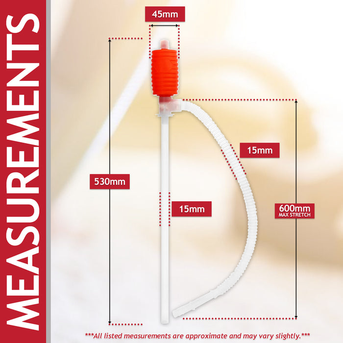 Manual Syphon Pump Hand Squeeze Operated Petrol Diesel Fuel Liquid Oil Barrel Transfer Hose Tube