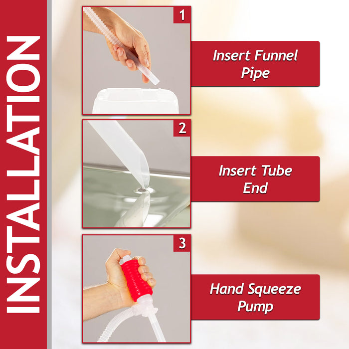 Manual Syphon Pump Hand Squeeze Operated Petrol Diesel Fuel Liquid Oil Barrel Transfer Hose Tube