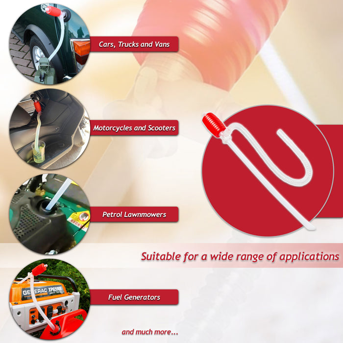 Manual Syphon Pump Hand Squeeze Operated Petrol Diesel Fuel Liquid Oil Barrel Transfer Hose Tube