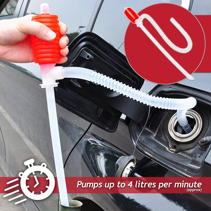 Manual Syphon Pump Hand Squeeze Operated Petrol Diesel Fuel Liquid Oil Barrel Transfer Hose Tube