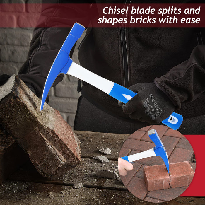 Brick Hammer Chisel 24oz Heavy Duty Fibreglass Handle Non Slip Grip Masonry Tool