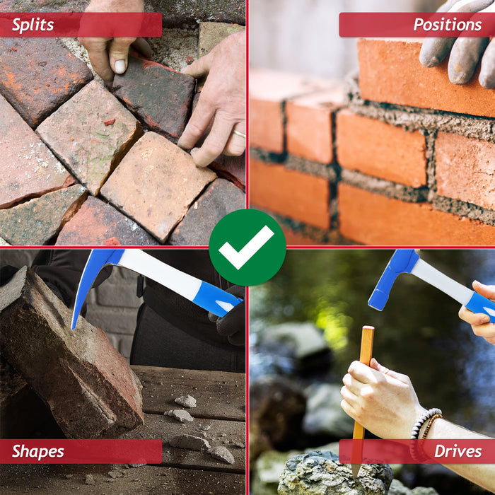 Brick Hammer Chisel 24oz Heavy Duty Fibreglass Handle Non Slip Grip Masonry Tool