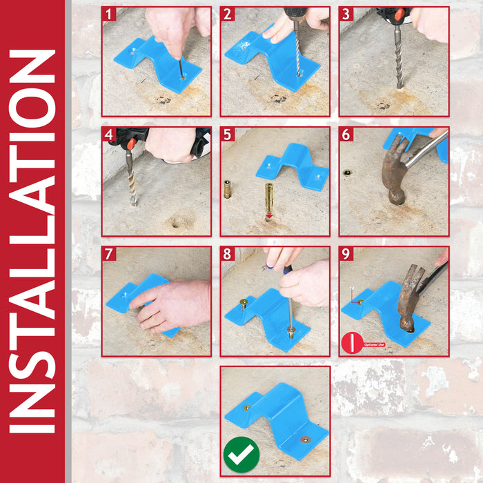 Wall Ground Security Anchor Motorcycle Bicycle Scooter Power Tool Anti-Theft Steel Chain Lock Kit (65mm x 160mm)