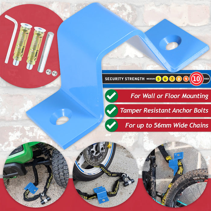 Wall Ground Security Anchor Motorcycle Bicycle Scooter Power Tool Anti-Theft Steel Chain Lock Kit (65mm x 160mm)