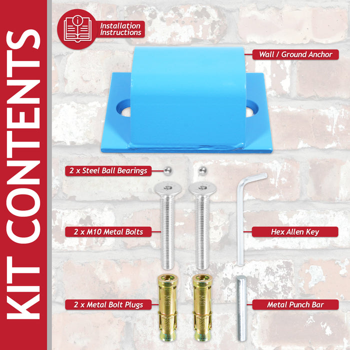 Wall Ground Security Anchor Motorcycle Bicycle Scooter Power Tool Anti-Theft Steel Chain Lock Kit (87mm x 120mm)