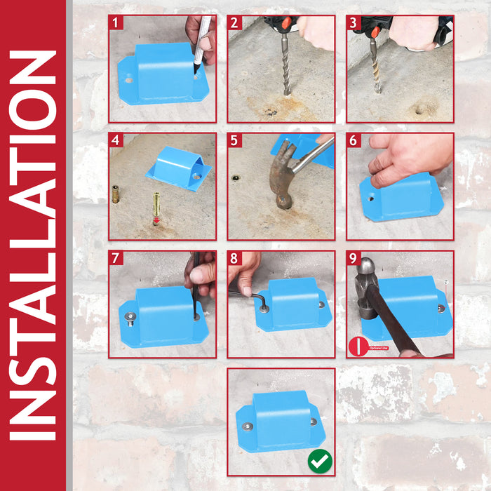 Wall Ground Security Anchor Motorcycle Bicycle Scooter Power Tool Anti-Theft Steel Chain Lock Kit (87mm x 120mm)