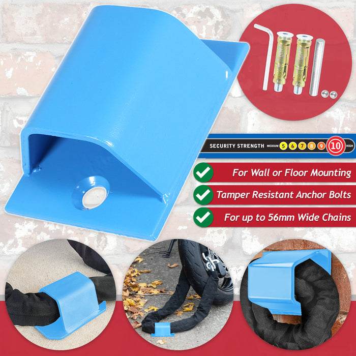 Wall Ground Security Anchor Motorcycle Bicycle Scooter Power Tool Anti-Theft Steel Chain Lock Kit (87mm x 120mm)