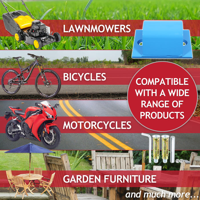 Wall Ground Security Anchor Motorcycle Bicycle Scooter Power Tool Anti-Theft Steel Chain Lock Kit (87mm x 120mm)