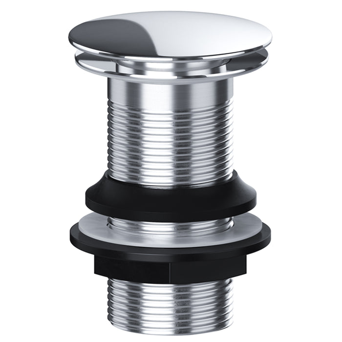 Clicker Basin Waste Bathroom / Sink Plug 1 1/4" Round Silver Unslotted