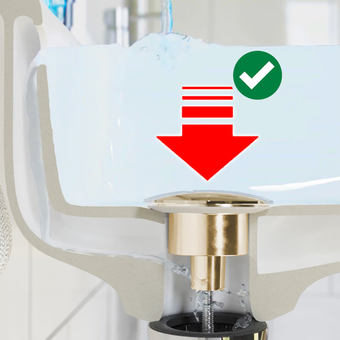 Clicker Basin Waste Plug 1 1/4" 60mm Click Clack Bathroom Sink Pop Up Push Dome (Brushed Brass)