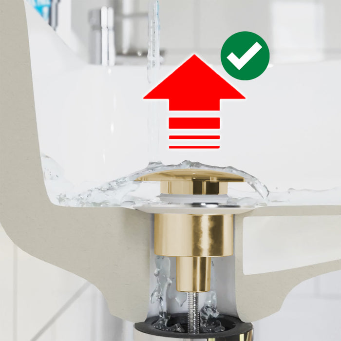 Clicker Basin Waste Plug 1 1/4" 60mm Click Clack Bathroom Sink Pop Up Push Dome (Brushed Brass)