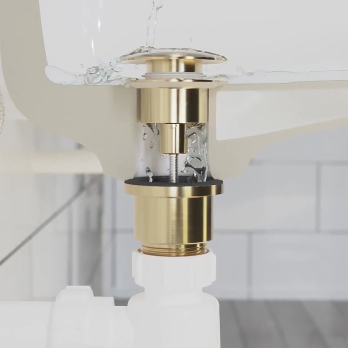 Clicker Basin Waste Plug 1 1/4" 60mm Click Clack Bathroom Sink Pop Up Push Dome (Brushed Brass)