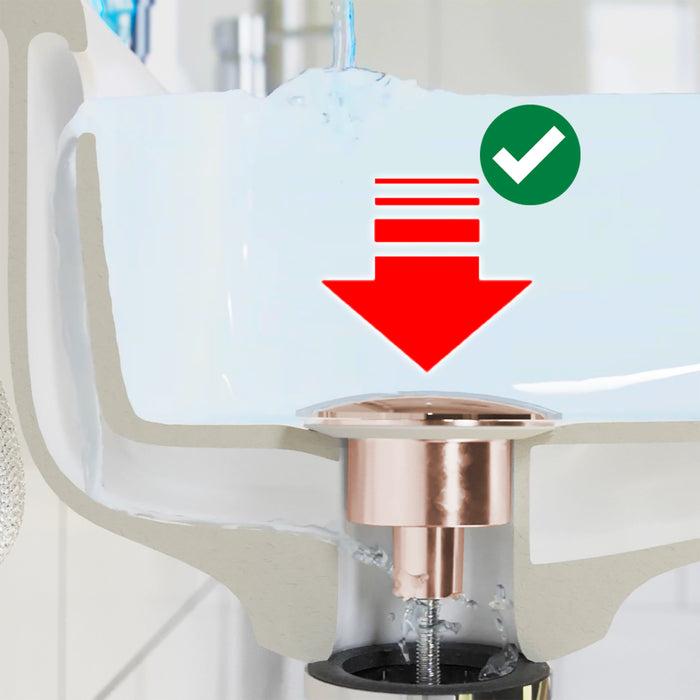 Clicker Basin Waste Plug 1 1/4" 60mm Click Clack Bathroom Sink Pop Up Push Dome (Brushed Copper)