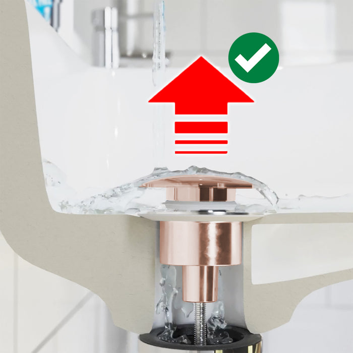 Clicker Basin Waste Plug 1 1/4" 60mm Click Clack Bathroom Sink Pop Up Push Dome (Brushed Copper)