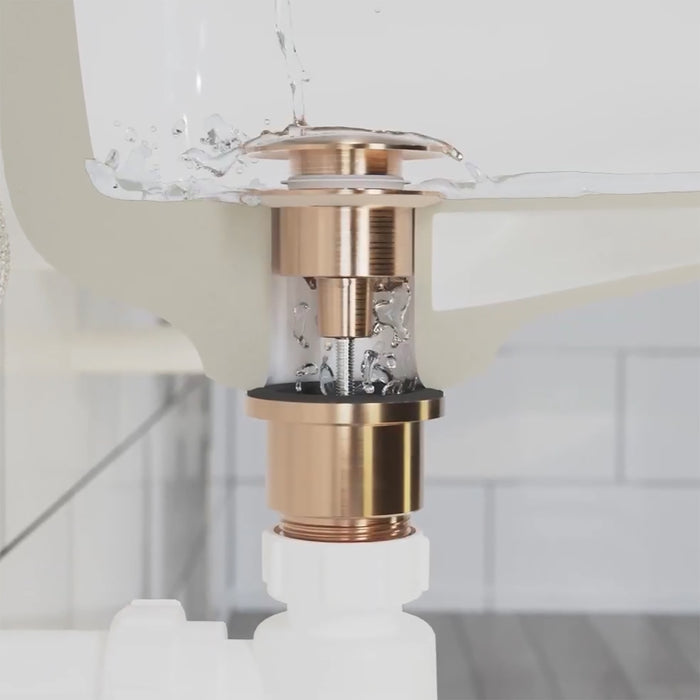 Clicker Basin Waste Plug 1 1/4" 60mm Click Clack Bathroom Sink Pop Up Push Dome (Brushed Copper)