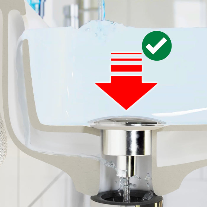 Clicker Basin Waste Plug 1 1/4" 60mm Click Clack Bathroom Sink Pop Up Push Dome (Gloss Chrome)