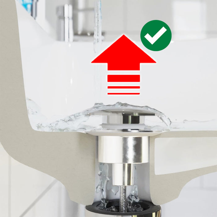 Clicker Basin Waste Plug 1 1/4" 60mm Click Clack Bathroom Sink Pop Up Push Dome (Gloss Chrome)