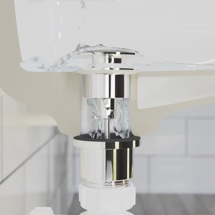 Clicker Basin Waste Plug 1 1/4" 60mm Click Clack Bathroom Sink Pop Up Push Dome (Gloss Chrome)