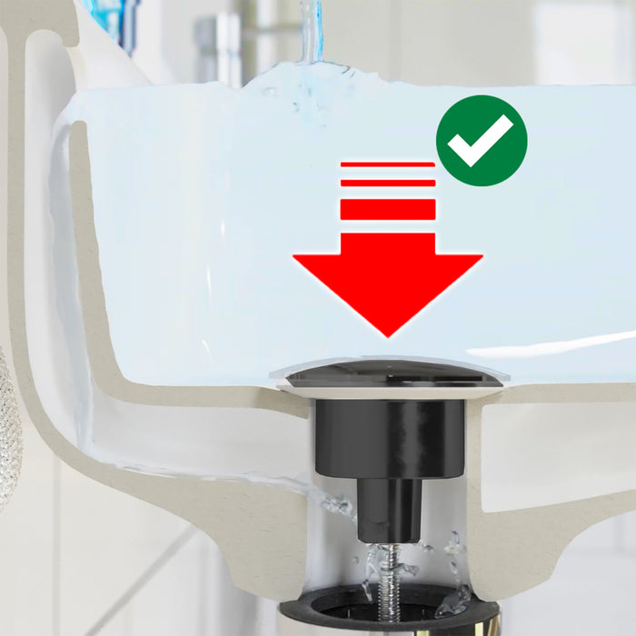 Clicker Basin Waste Plug 1 1/4" 60mm Click Clack Bathroom Sink Pop Up Push Dome (Matt Black)