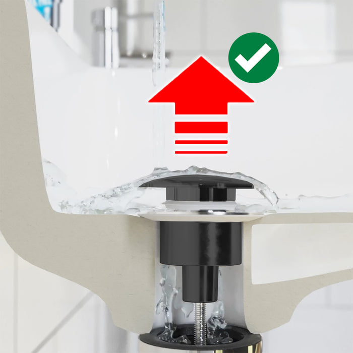 Clicker Basin Waste Plug 1 1/4" 60mm Click Clack Bathroom Sink Pop Up Push Dome (Matt Black)