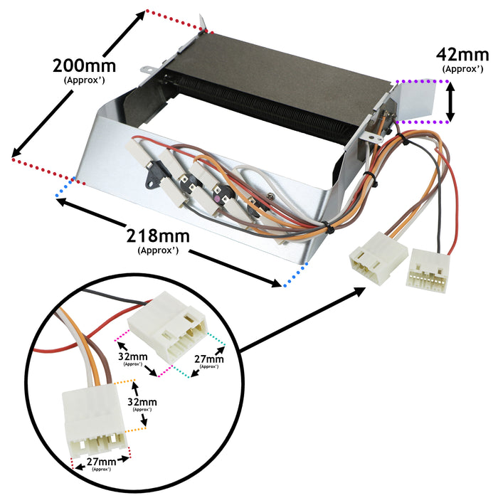 Tumble Dryer Heating Element & Thermostats For Hotpoint H3 C00729743 2300W