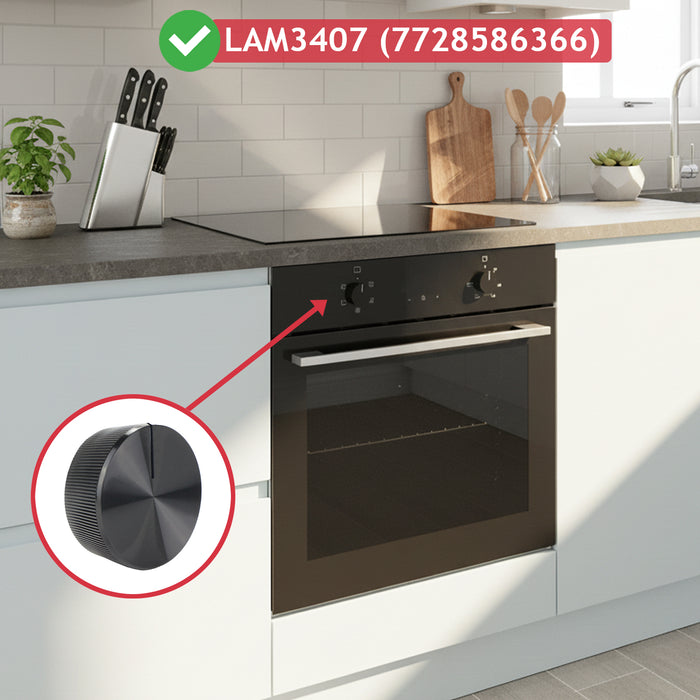 Fan Oven Control Knob Dial Switch For Lamona LAM3407 250440733 (Black)