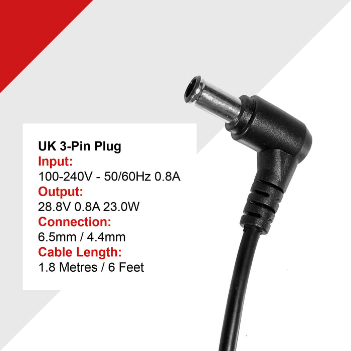SPARES2GO Battery Charger for SHARK IZ300UKT IZ320UKT IZ400UKT IZ420UKT Vacuum 28.8V