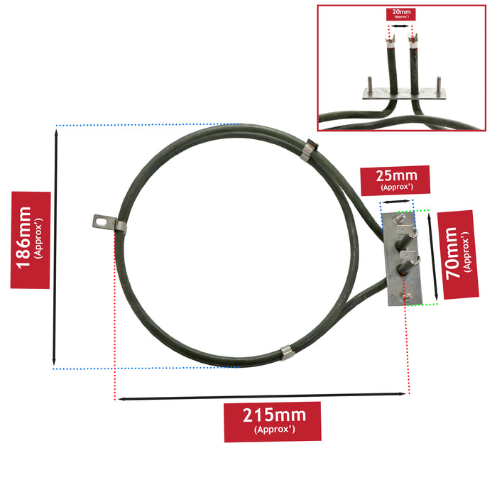 Fan Oven Element for CDA 10246 6024 for LOGIK LBMFMX14 2000w Circular Heating
